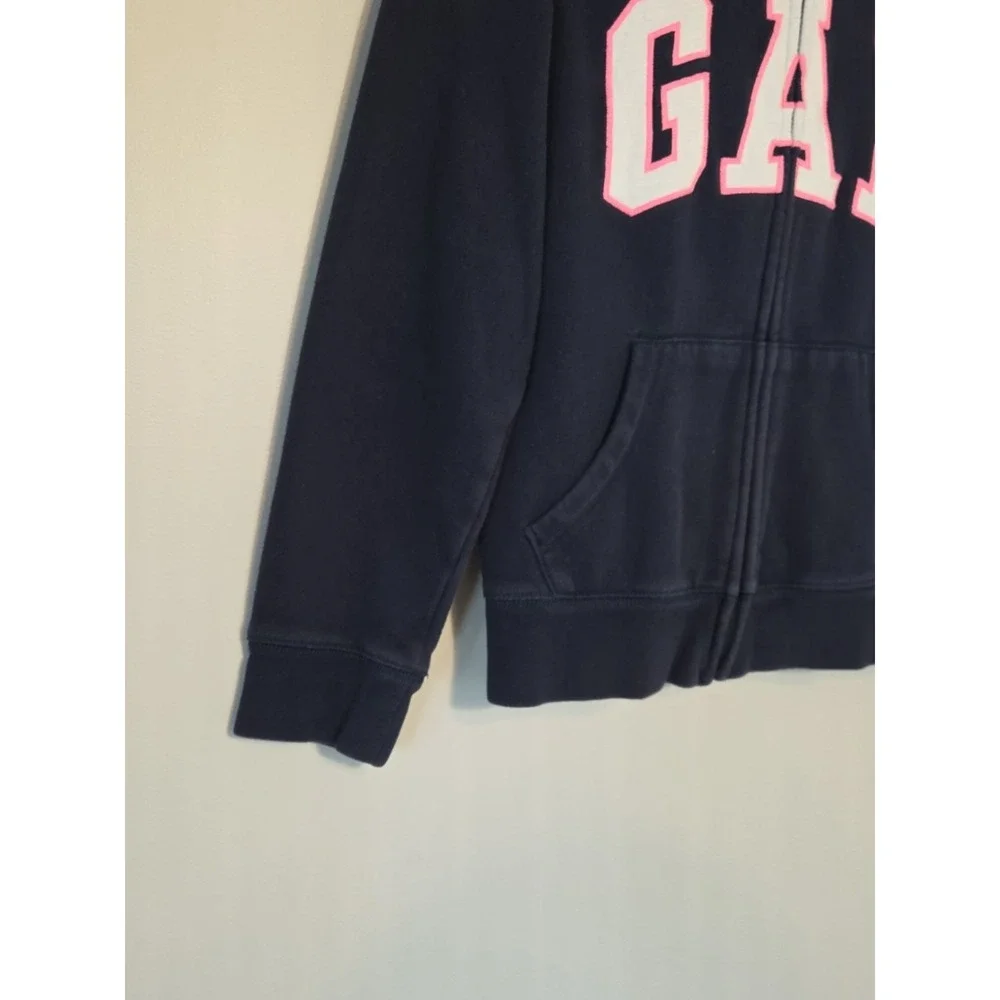 Gap Girl's 10 Jacket Navy Pink Zip Up Hoodie Logo